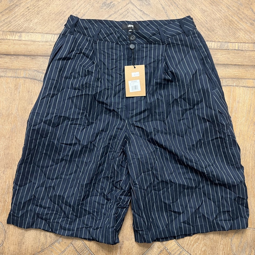 Stussy Black and White Flat Front Shorts